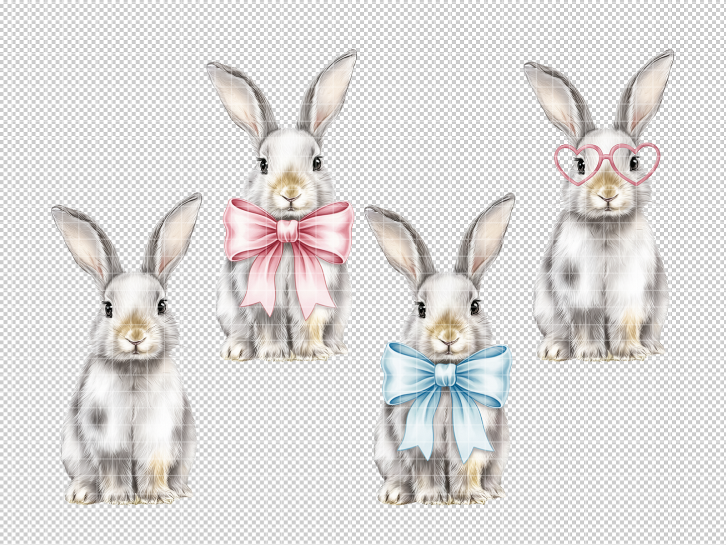 Watercolor Easter Bunny Clipart • Cute Rabbit PNG Set