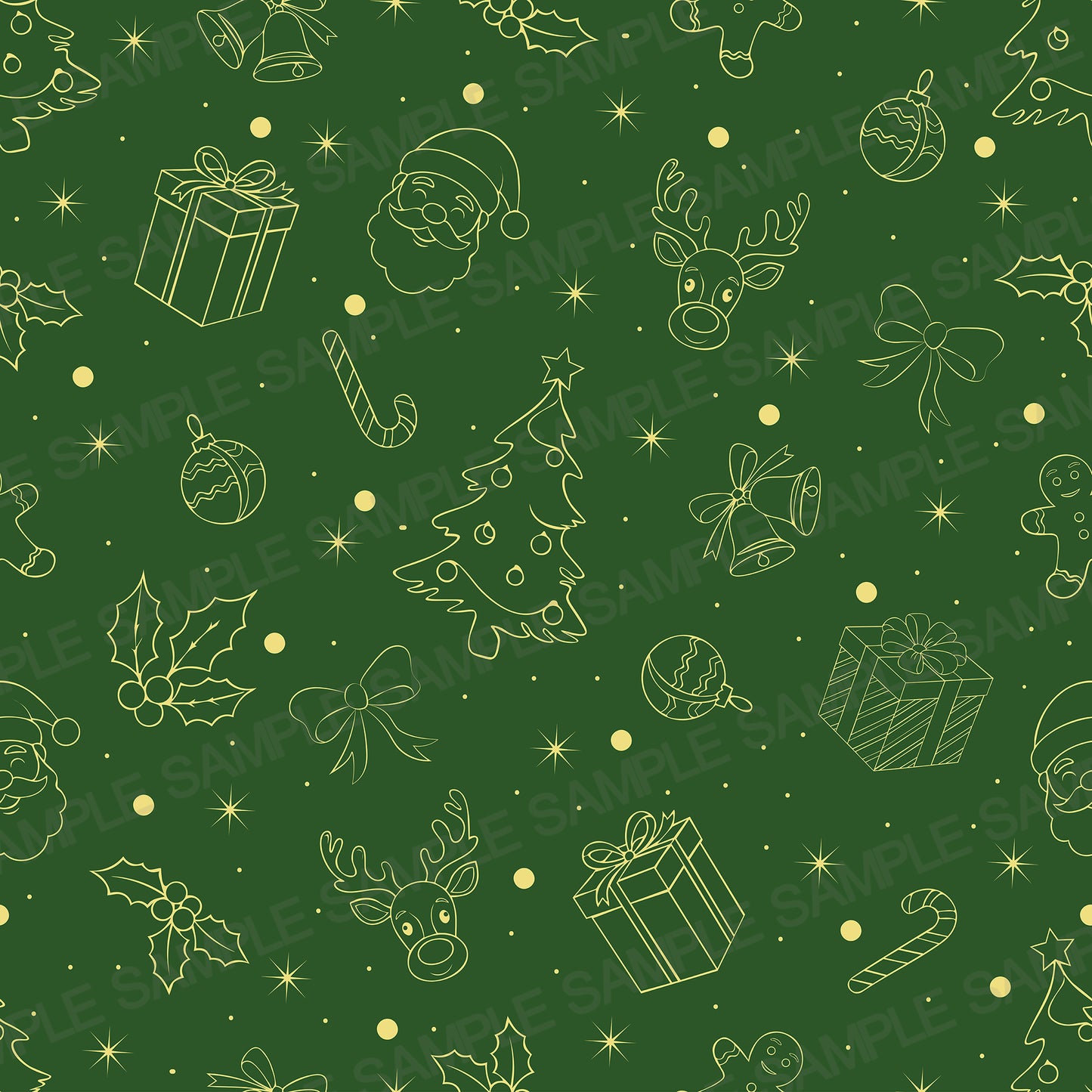 Green Christmas Wrapping Paper – Gold Holiday Pattern