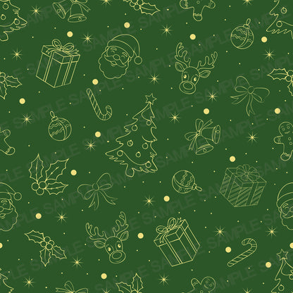 Green Christmas Wrapping Paper – Gold Holiday Pattern