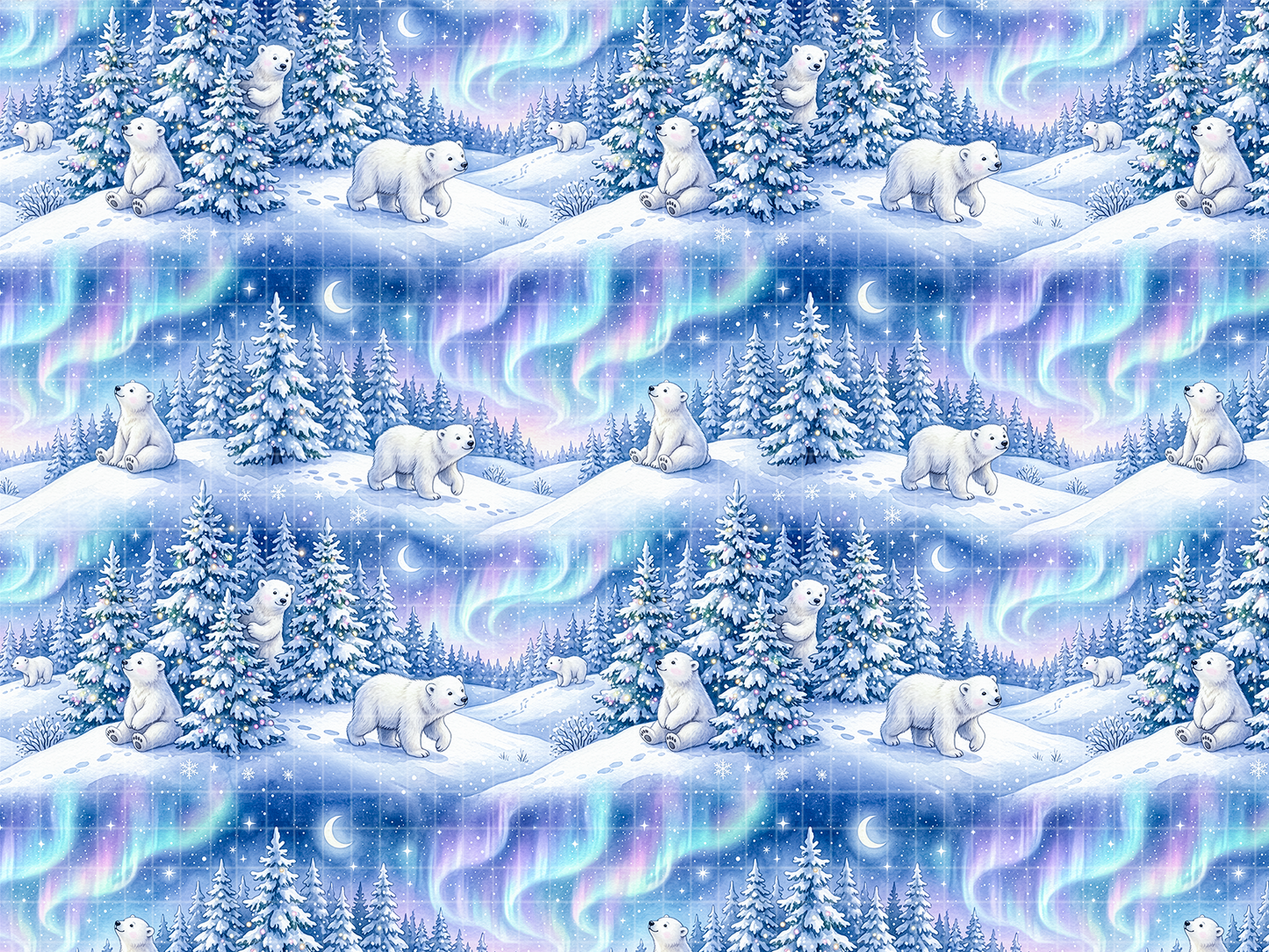 Pastel Polar Bear Wonderland: Magical Nursery Seamless Pattern