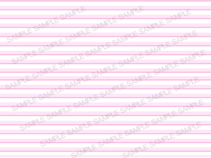 Individual Patterns: Close-up of a seamless pattern with pink ribbons and bows on a white background. / Close-up of pink heart confetti pattern.