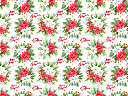 Watercolor Christmas Poinsettia Pattern – Holiday Wrapping Design