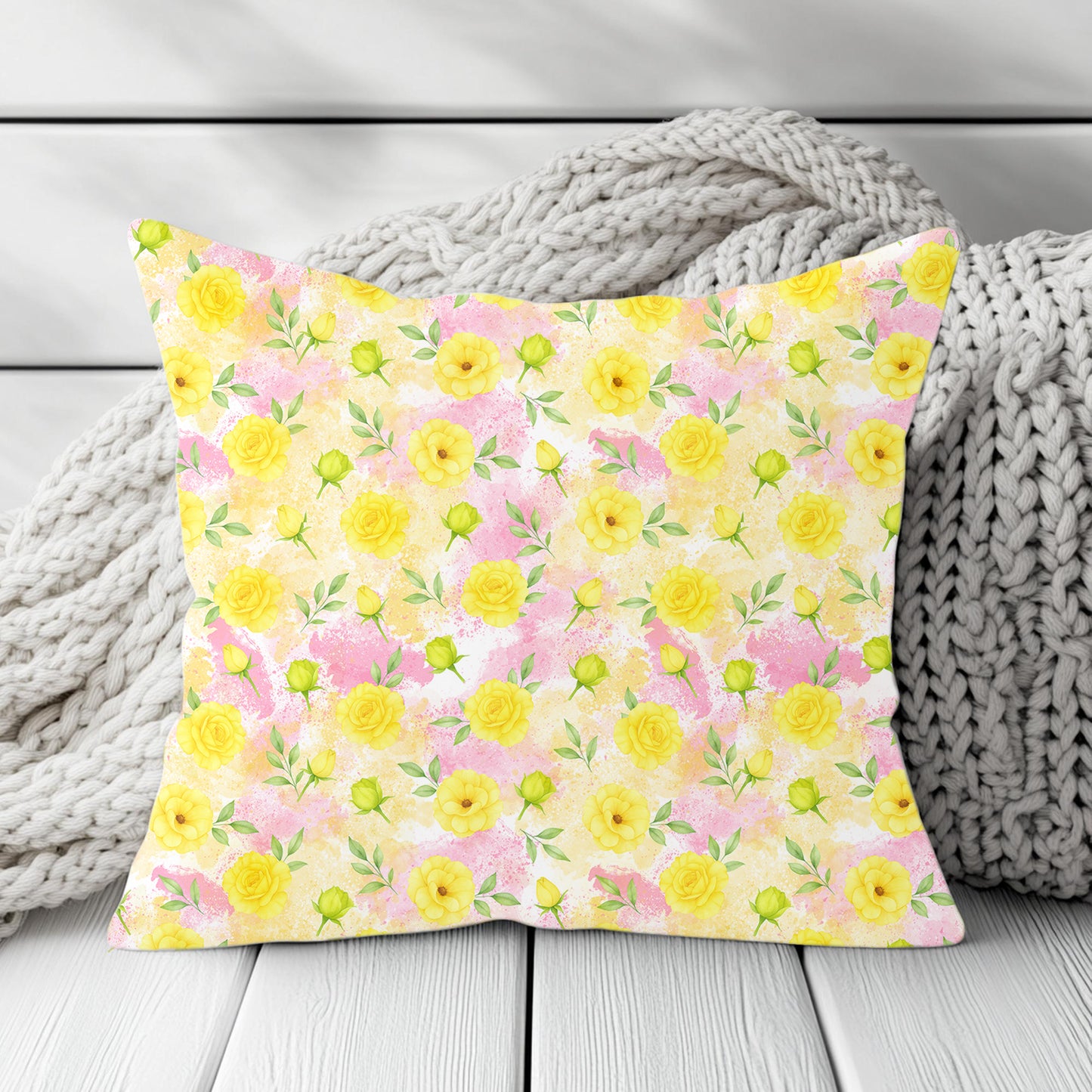 Watercolor Yellow Floral Seamless Pattern | Sunny Spring Digital Paper | Fabric & Textile Design