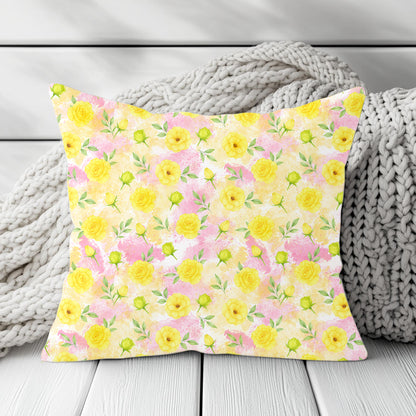 Watercolor Yellow Floral Seamless Pattern | Sunny Spring Digital Paper | Fabric & Textile Design