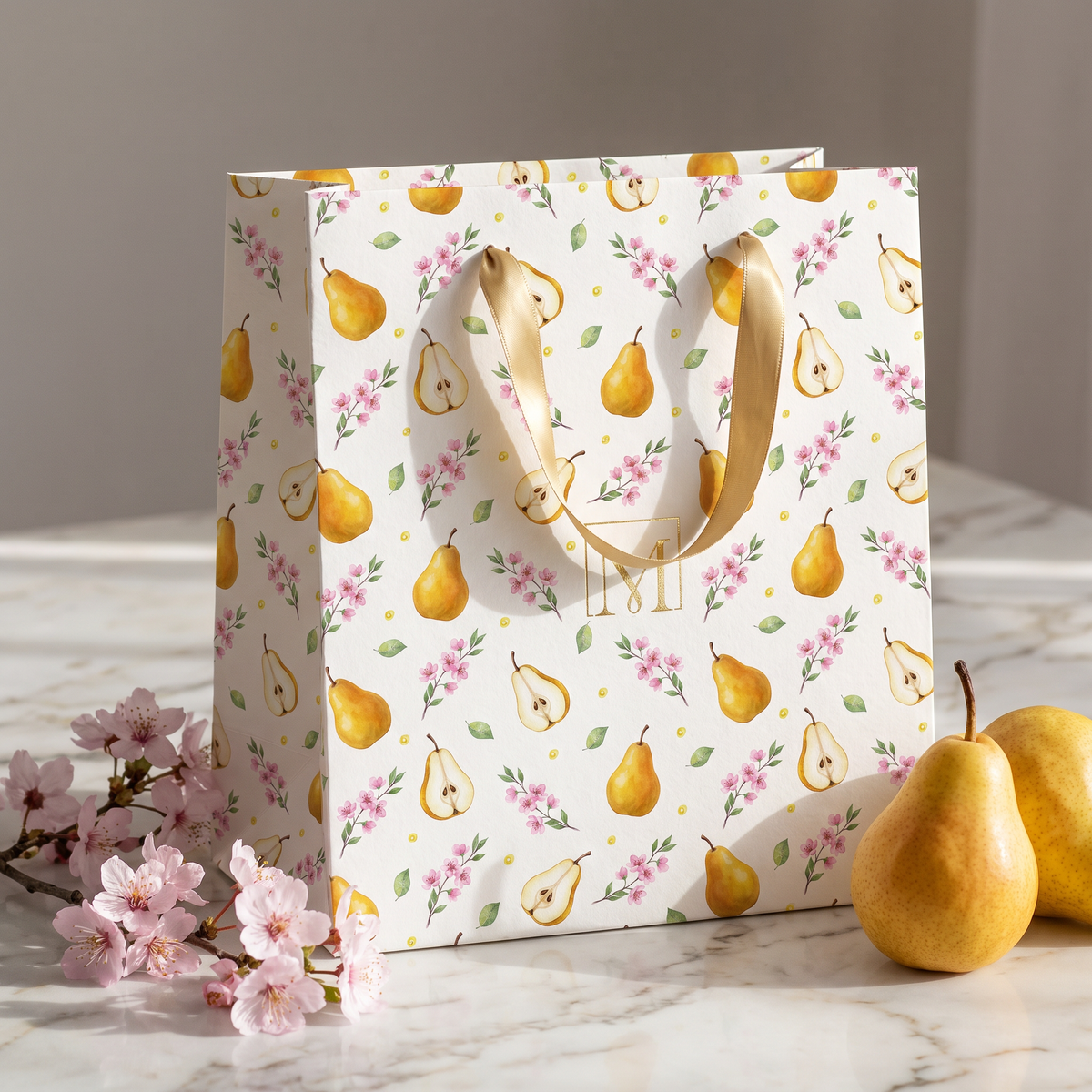 Watercolor Pear & Spring Blossom Digital Paper Bundle | Seamless Patterns