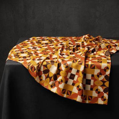 Terracotta Art Deco geometric pattern on decorative textile