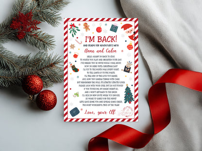 Elf Arrival Letter Template | Editable "I'm Back" Letter from Elf | North Pole Return Note | Instant Digital Download