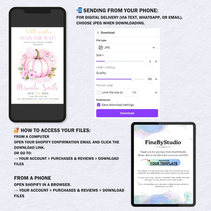 Pink Pumpkin Halloween Invitation – Editable Template for Baby Girl Party