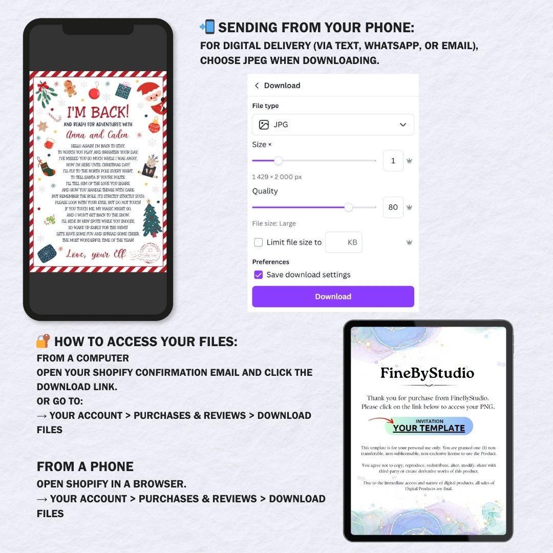 Elf Arrival Letter Template | Editable "I'm Back" Letter from Elf | North Pole Return Note | Instant Digital Download