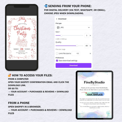 Christmas Party Invitation | Editable Canva Template | Holiday Event Printable