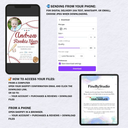 Baseball 1st Birthday Invitation Template, Rookie Year Photo Invite, Little Slugger Boy First Birthday Editable Download
