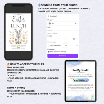 Editable Easter Lunch Invitation Template | Bunny with Glasses Canva Invite