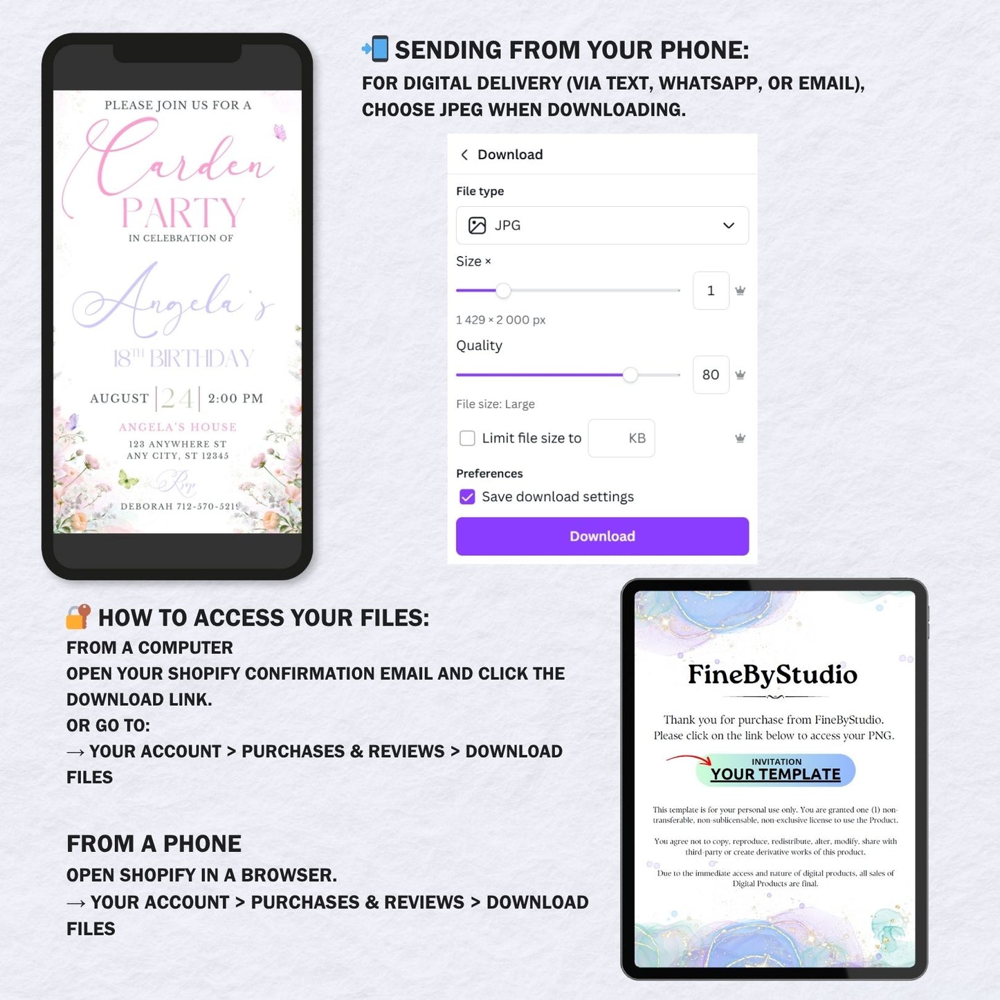 Wildflower Garden Party Invitation | Editable 18th Birthday Invite Template | Floral Digital Evite for Her