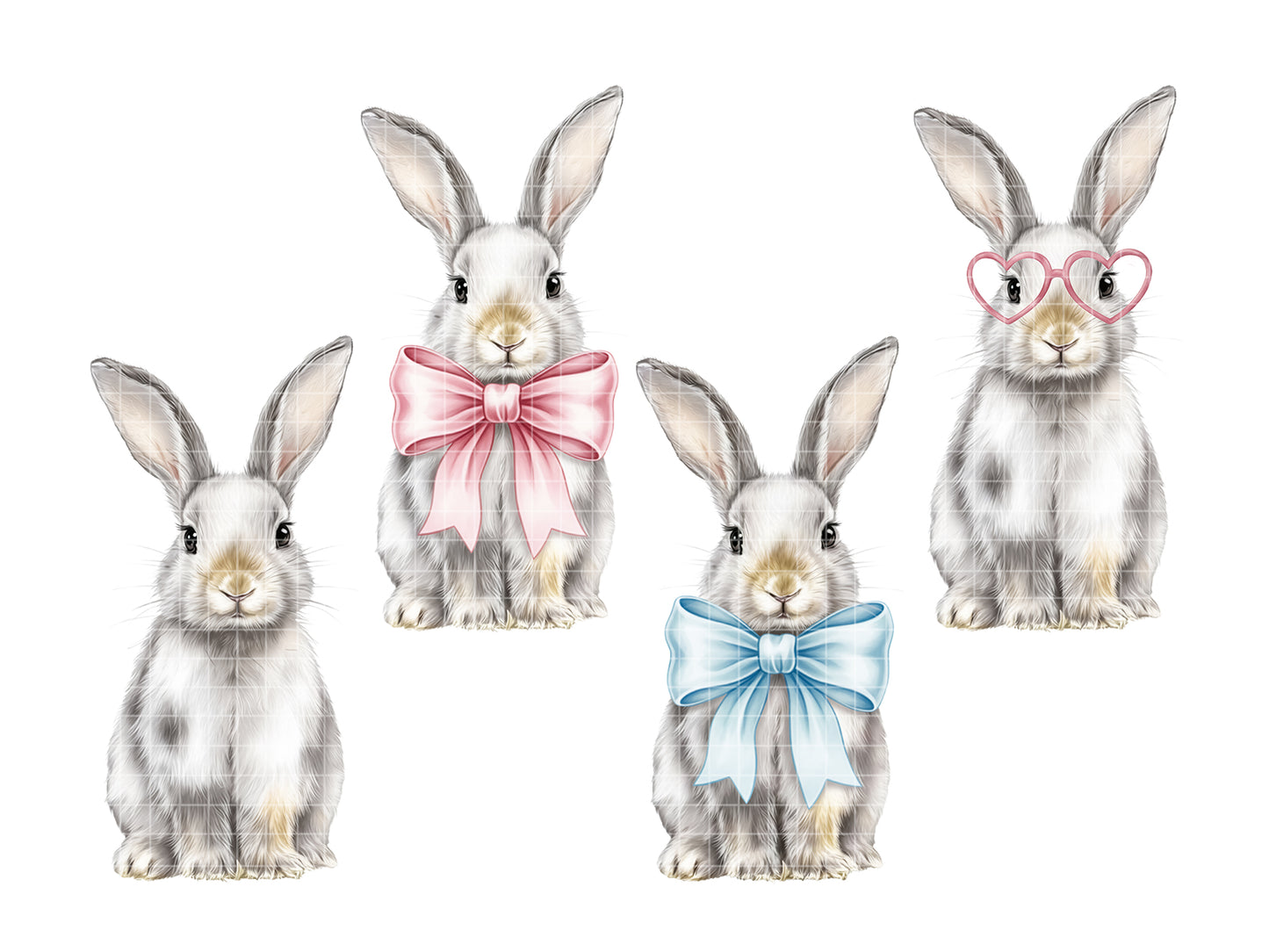 Watercolor Easter Bunny Clipart • Cute Rabbit PNG Set