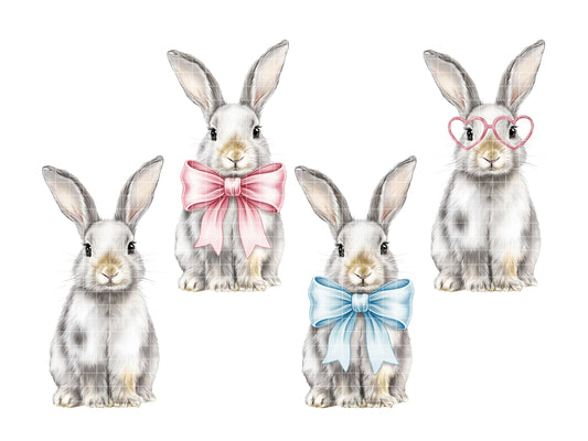 Watercolor Easter Bunny Clipart • Cute Rabbit PNG Set