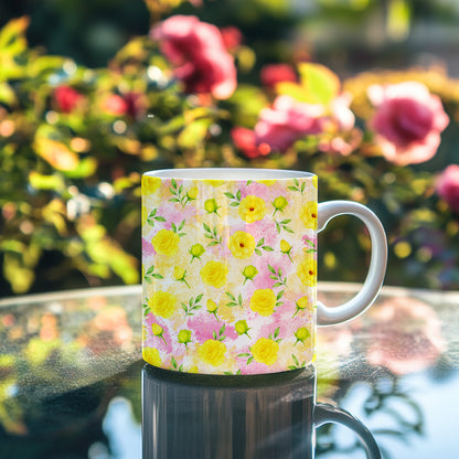 Watercolor Yellow Floral Seamless Pattern | Sunny Spring Digital Paper | Fabric & Textile Design