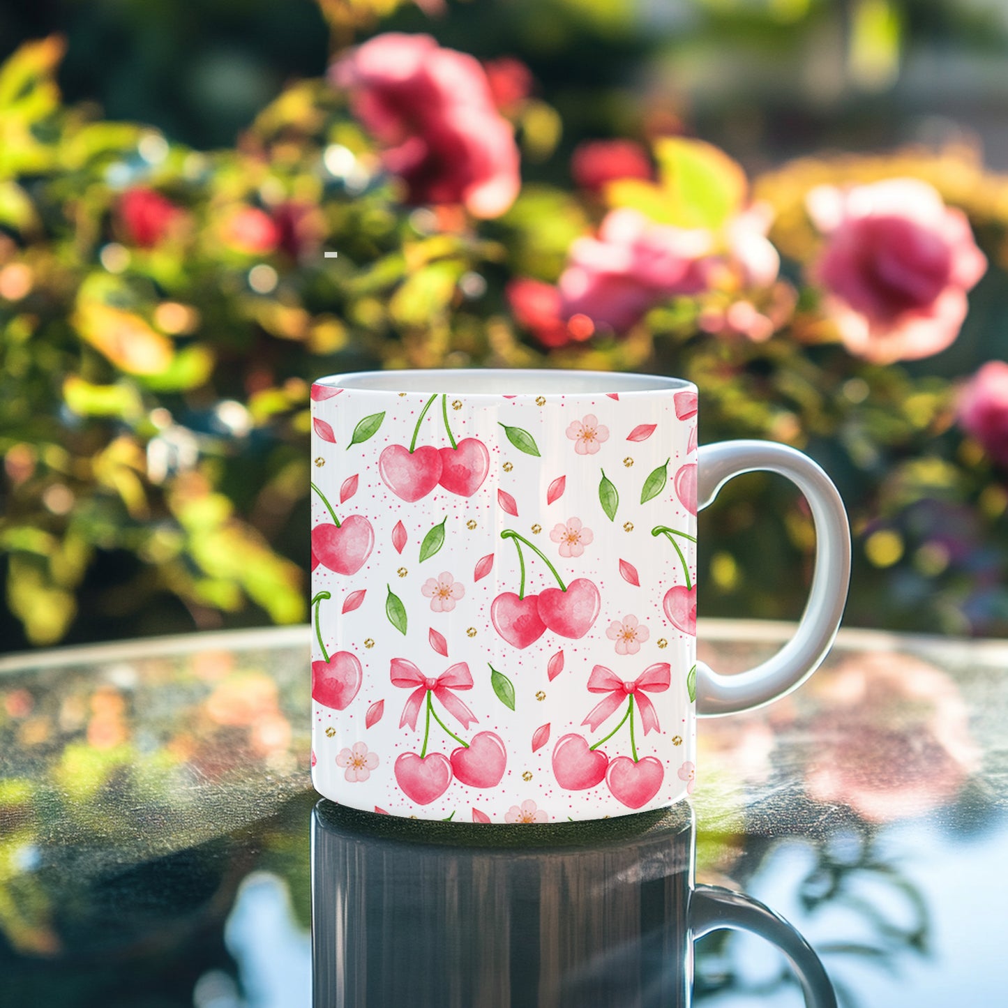 Watercolor Cherry & Bow Seamless Pattern | Pink Coquette Aesthetic Digital Paper | Fabric & Textile Design