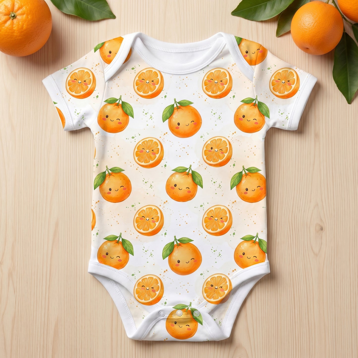 Kawaii Orange Seamless Pattern, Cute Citrus Digital Paper, JPG Download