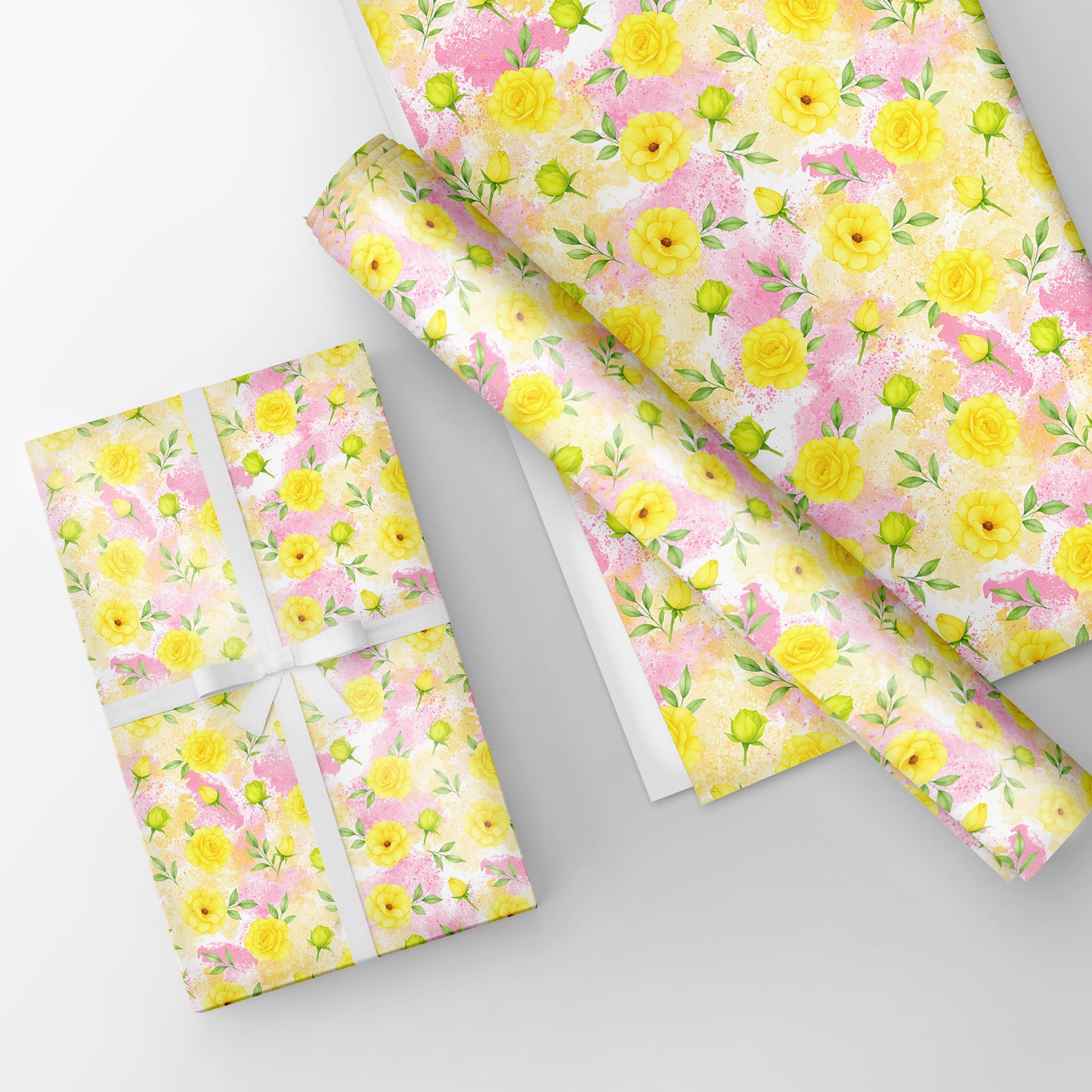 Watercolor Yellow Floral Seamless Pattern | Sunny Spring Digital Paper | Fabric & Textile Design
