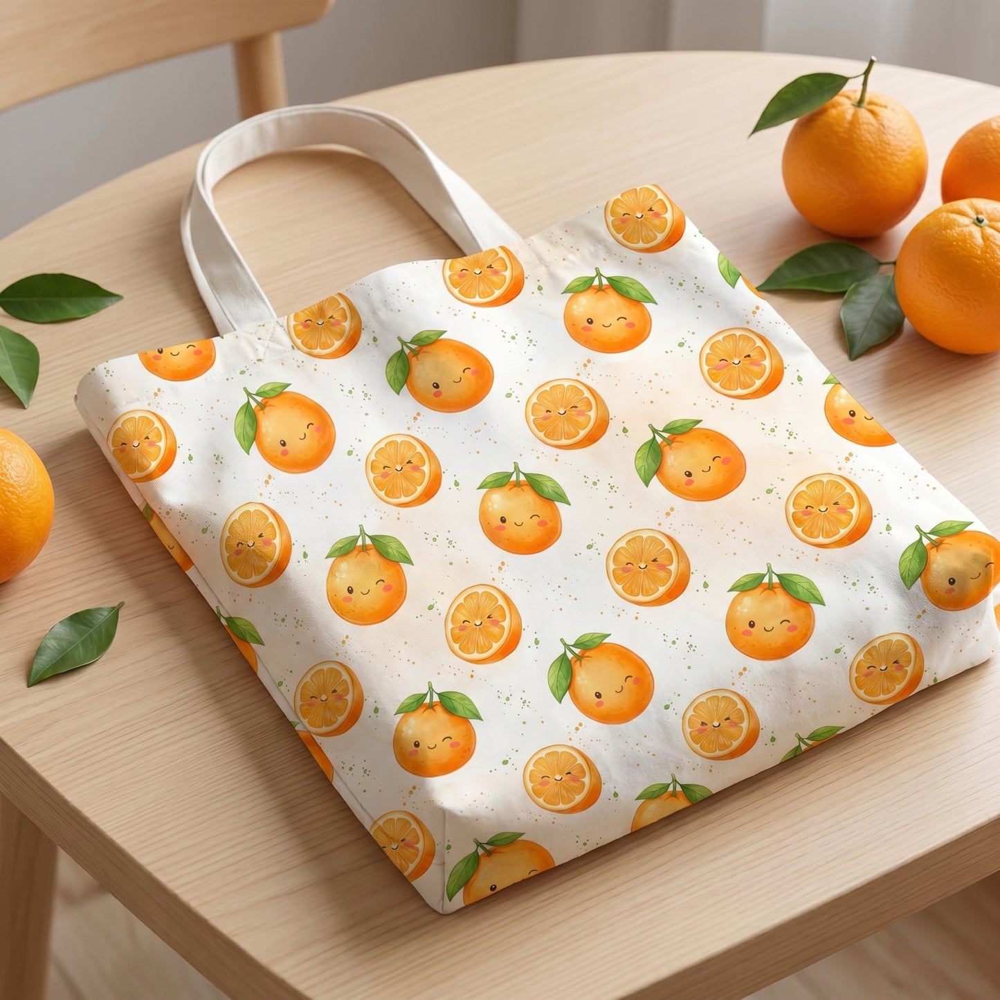 Kawaii Orange Seamless Pattern, Cute Citrus Digital Paper, JPG Download