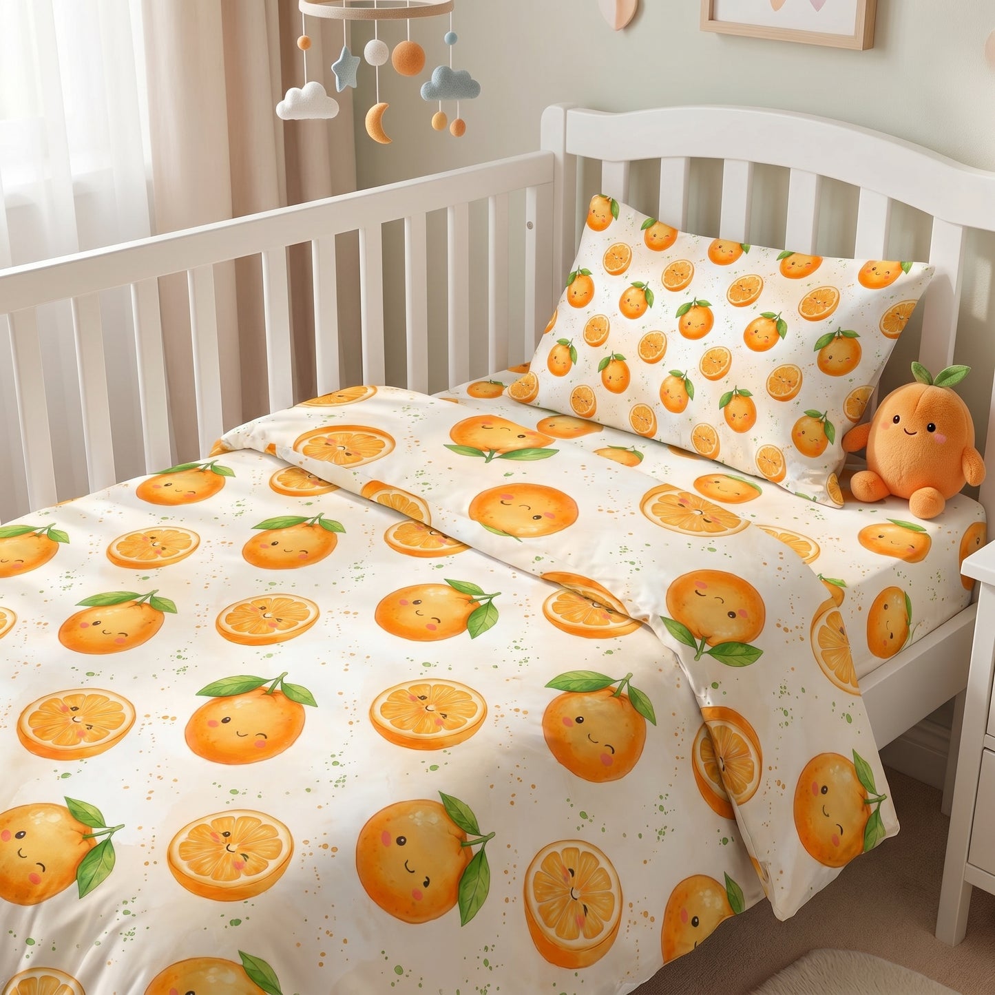 Kawaii Orange Seamless Pattern, Cute Citrus Digital Paper, JPG Download