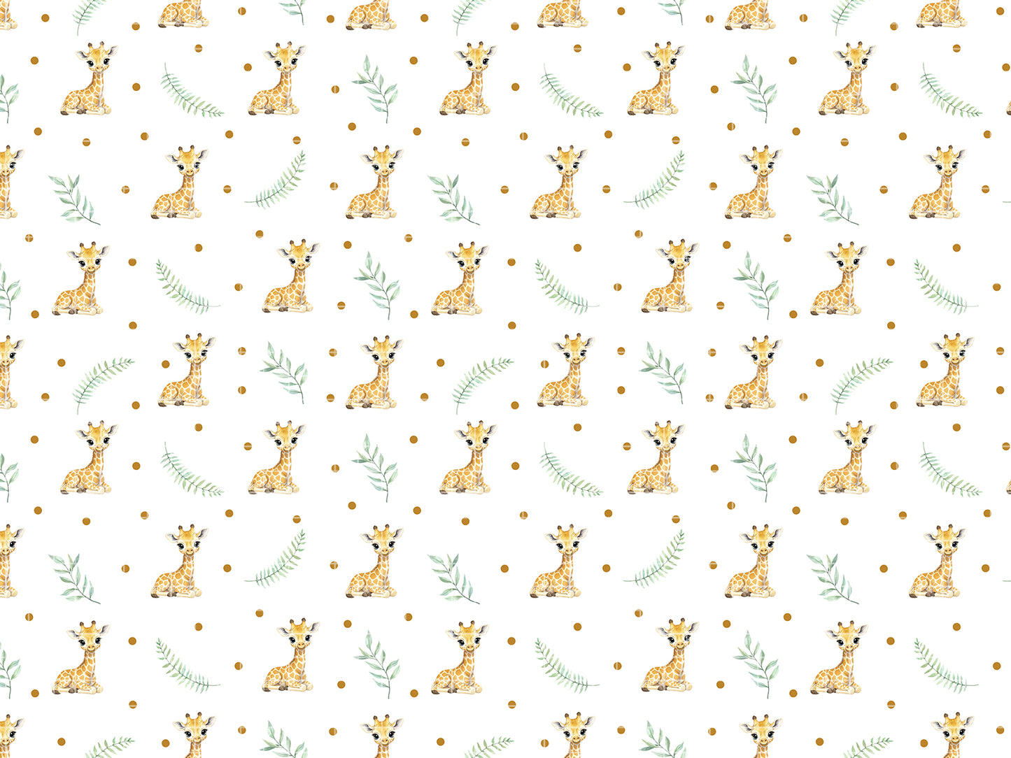 Watercolor Safari Baby Animals Seamless Pattern, Nursery Digital Paper Pack