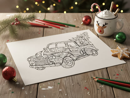 Christmas Mandala Trucks SVG Bundle – Zentangle Vintage Truck Clipart