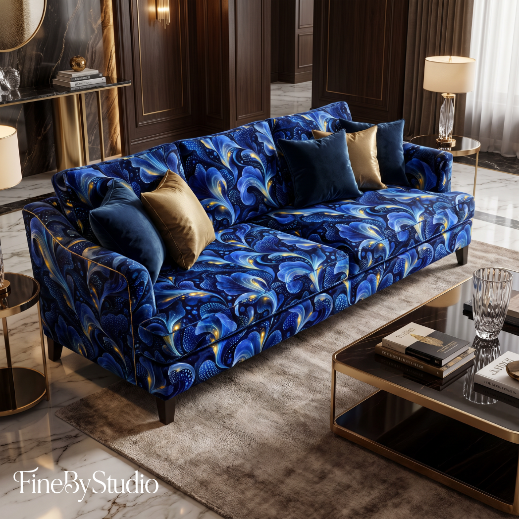 Midnight Azure Botanical – One-of-a-Kind Surface Pattern