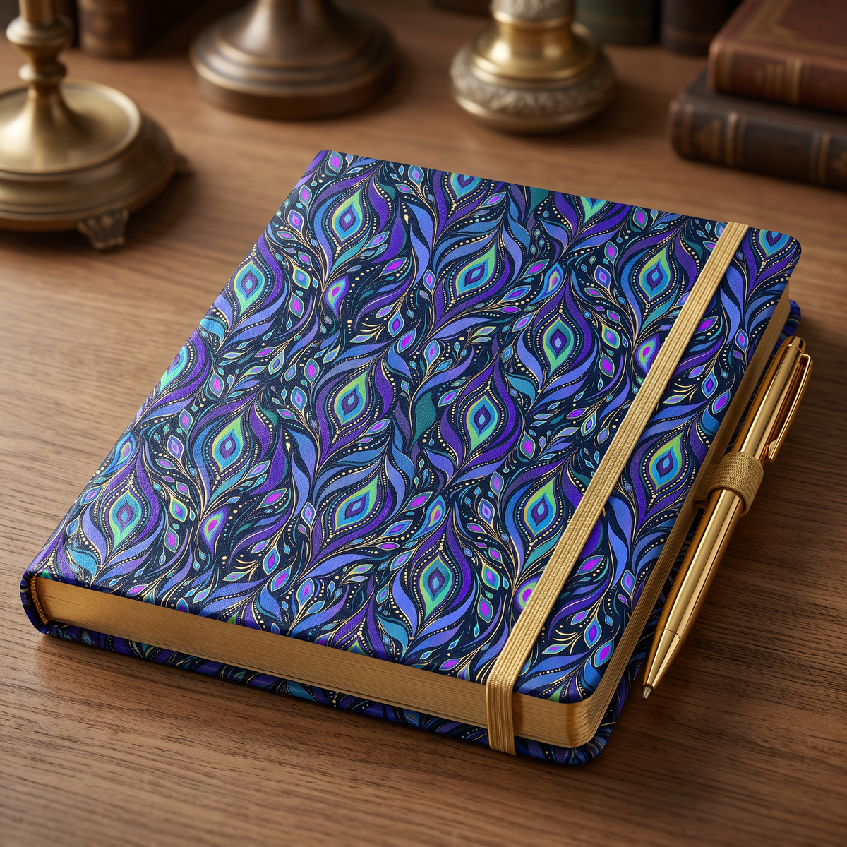 Midnight Peacock — Blue & Jewel Ornamental Seamless Pattern