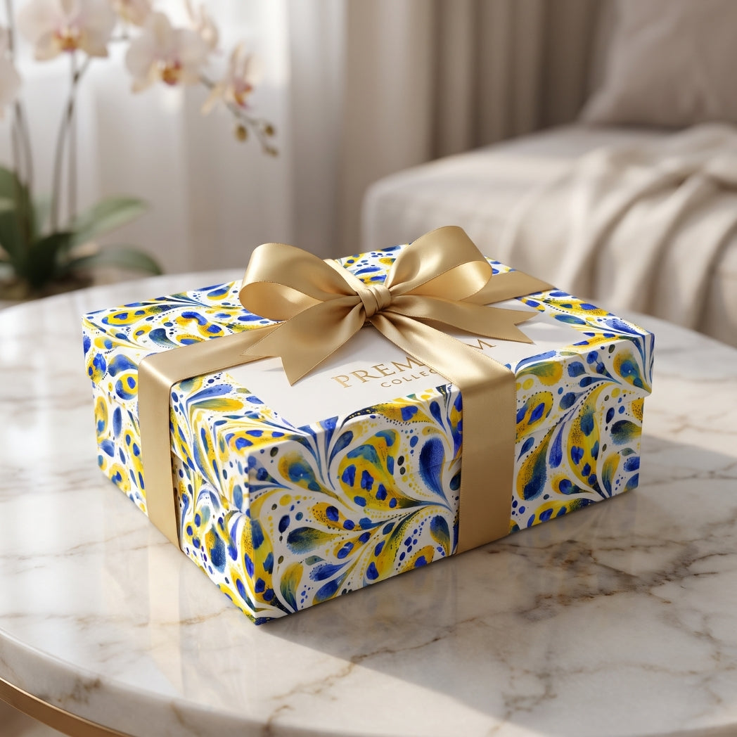 Azure & Gold Botanical – One-of-a-Kind Watercolor Pattern