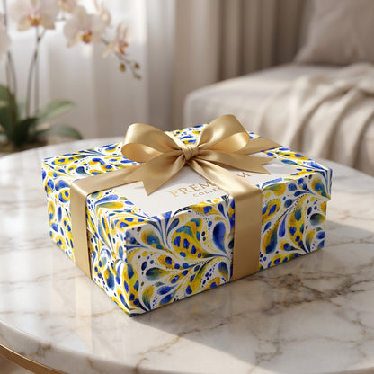 Azure & Gold Botanical – One-of-a-Kind Watercolor Pattern